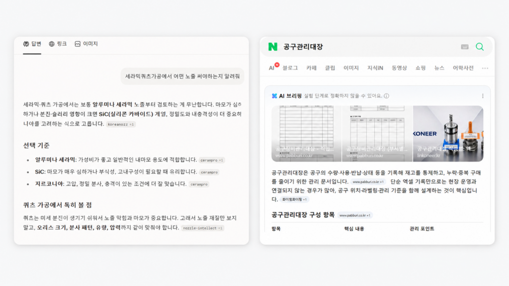 AI 검색이 답변을 요약해 보여주는 화면 예시