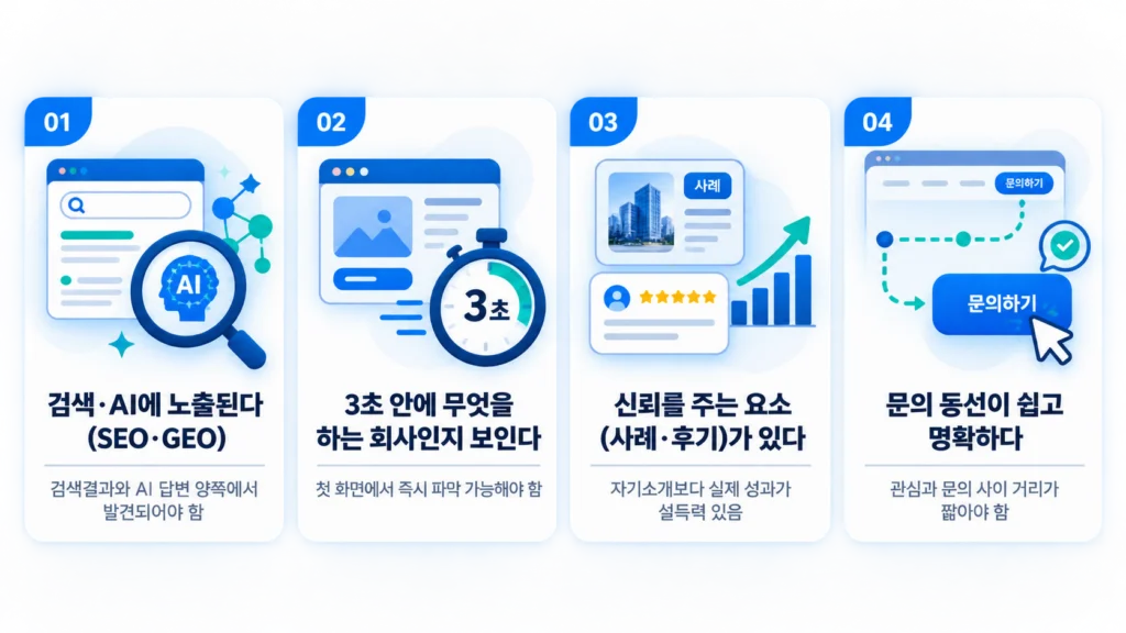 문의로 이어지는 홈페이지의 4가지 조건 체크리스트